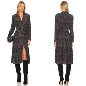 Rails Beatrice Dress Button Down Charcoal Animal Abstract Size Small